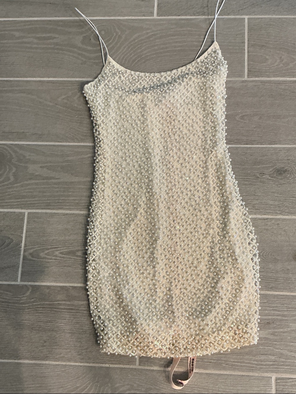 Oh Polly Ivory Beaded Mini Dress